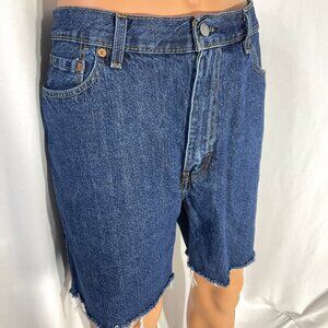 Levi's Mens W38 505 Regular Fit Dark Wash Shorts Raw Hem